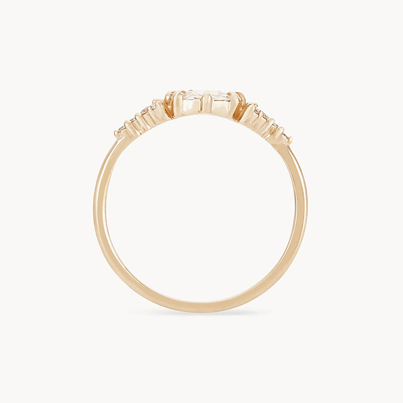 Astra diamond engagement ring - 14k yellow gold, rose cut white diamond