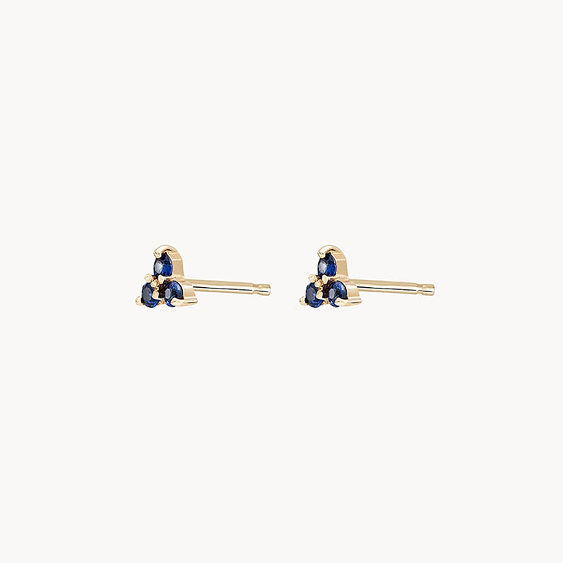 abacus tripod blue sapphire earring - 14k yellow gold, blue sapphire