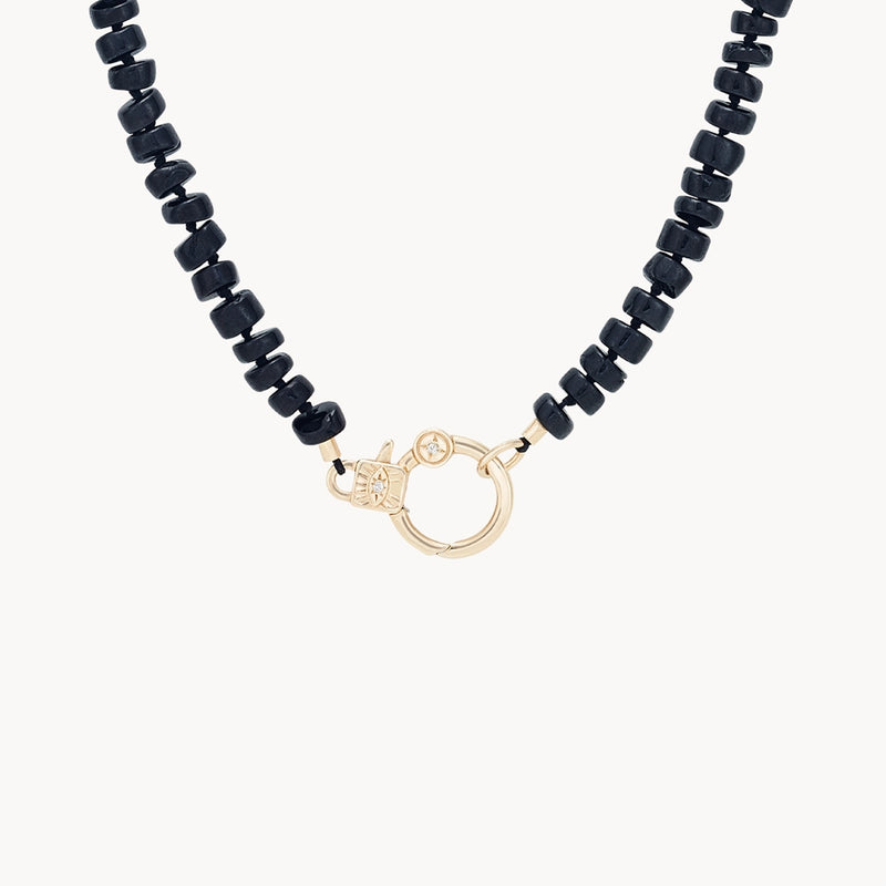 eye love you onyx beaded charm necklace - 10k yellow gold, diamonds, onyx gemstones