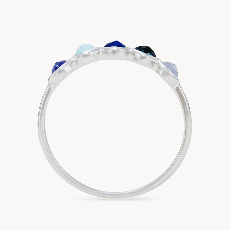 celestial blue five-stone mood ring - sterling silver, gemstones