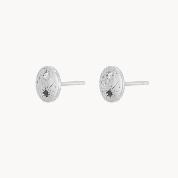 the balance within yin yang earring - sterling silver, black spinel and moonstone