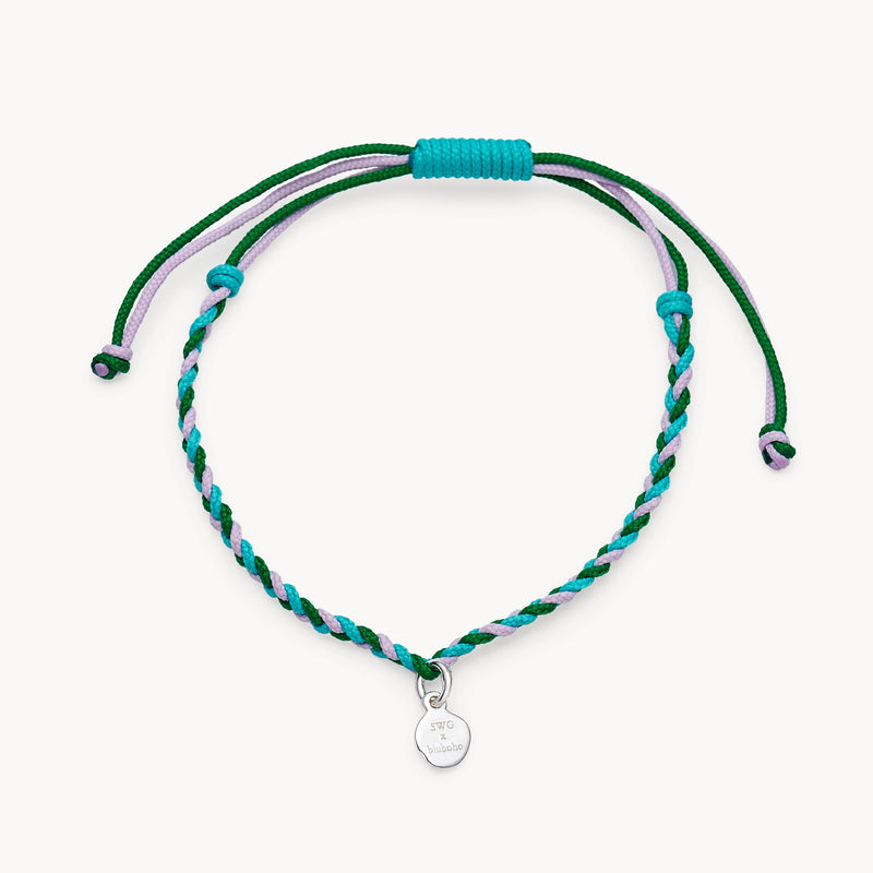 spirit weaver moon bracelet - sterling silver, blue braided cord