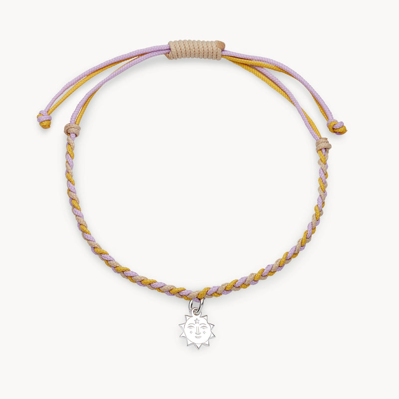 spirit weaver sun bracelet - sterling silver, braided cord