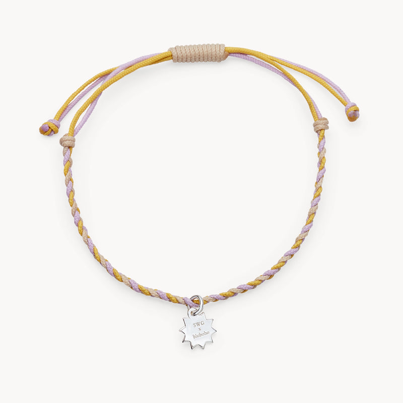 spirit weaver sun bracelet - sterling silver, braided cord