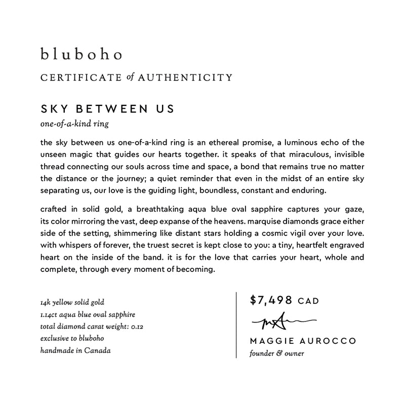 sky between us one-of-a-kind ring - 14k yellow gold, oval sapphire, diamonds