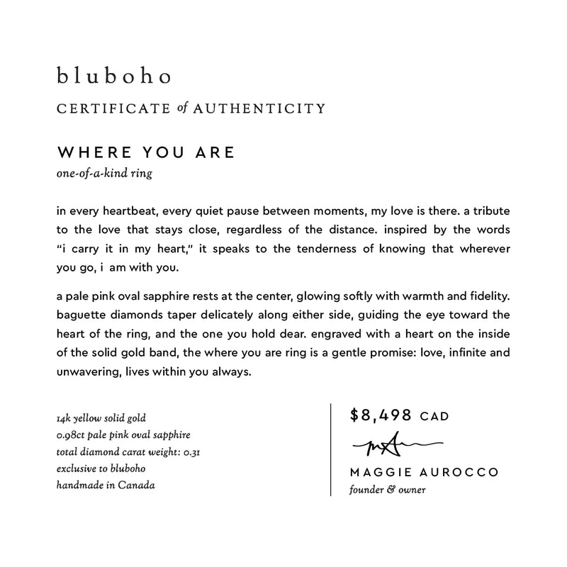 where you are one-of-a-kind ring - 14k yellow gold, oval sapphire, diamonds