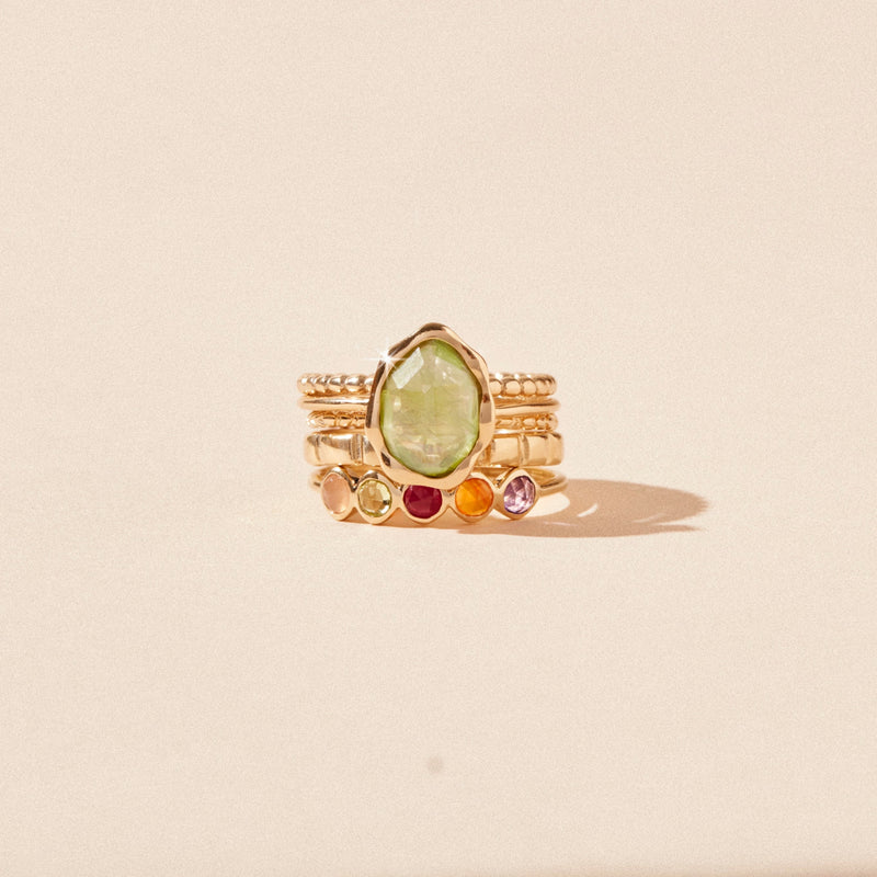 peridot mood ring - 14k yellow gold, peridot