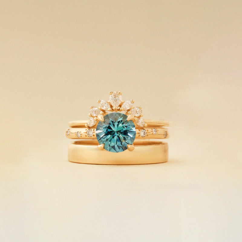 woodland grace one-of-a-kind ring - 14k yellow gold, round sapphire