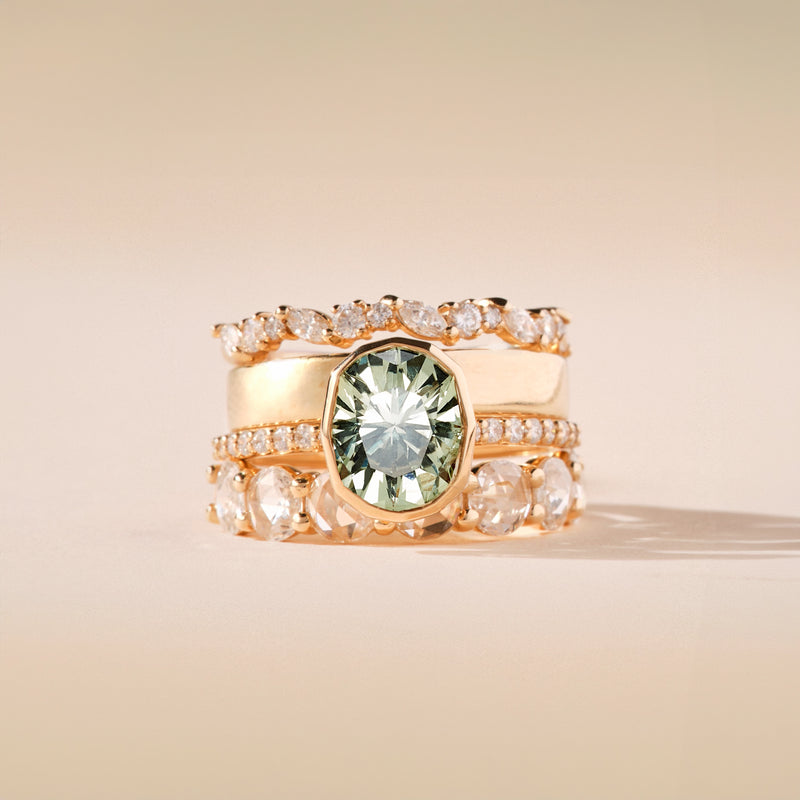 forever in flora one-of-a-kind engagement ring - 14k yellow gold, oval sapphire, brilliant diamonds