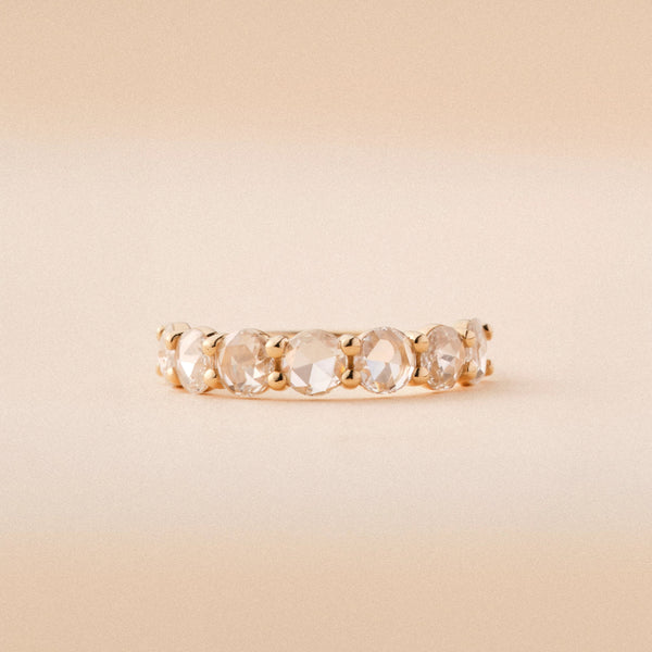 extra large moonglade ring - 14k yellow gold, rosecut diamonds