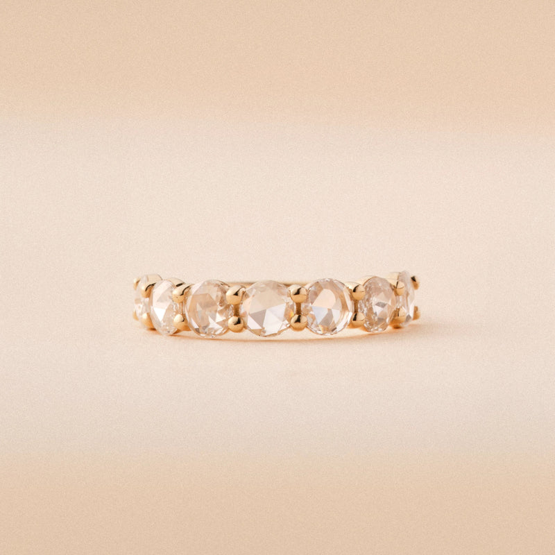 extra large moonglade ring - 14k yellow gold, rosecut diamonds