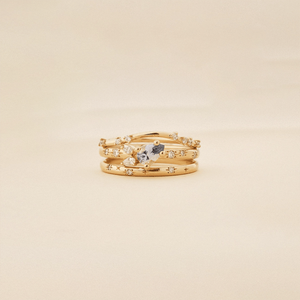 met you in bloom one-of-a-kind ring - 14k yellow gold, pear sapphire, diamonds
