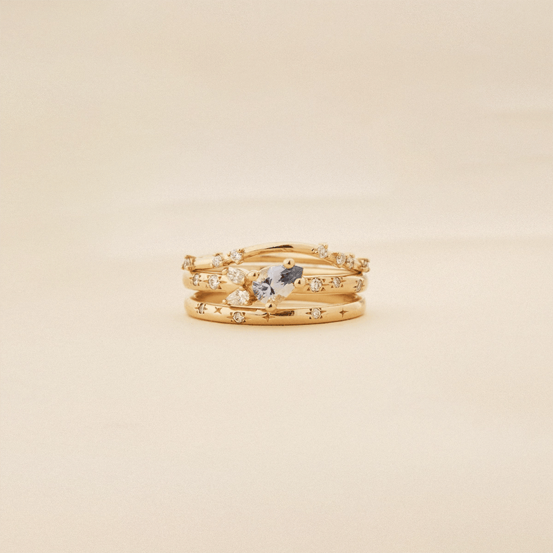 met you in bloom one-of-a-kind ring - 14k yellow gold, pear sapphire, diamonds