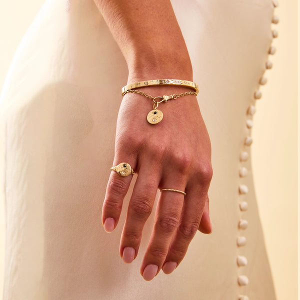 orbital harmony yin yang signet ring - 14k yellow gold, black and white diamonds