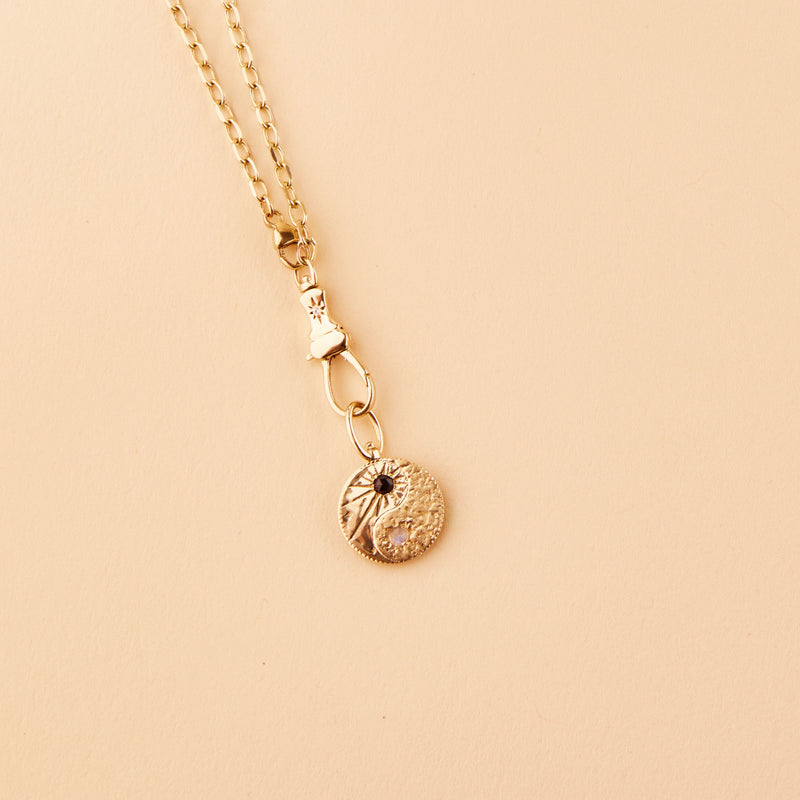 yin yang charm - 10k yellow gold, black and white diamonds