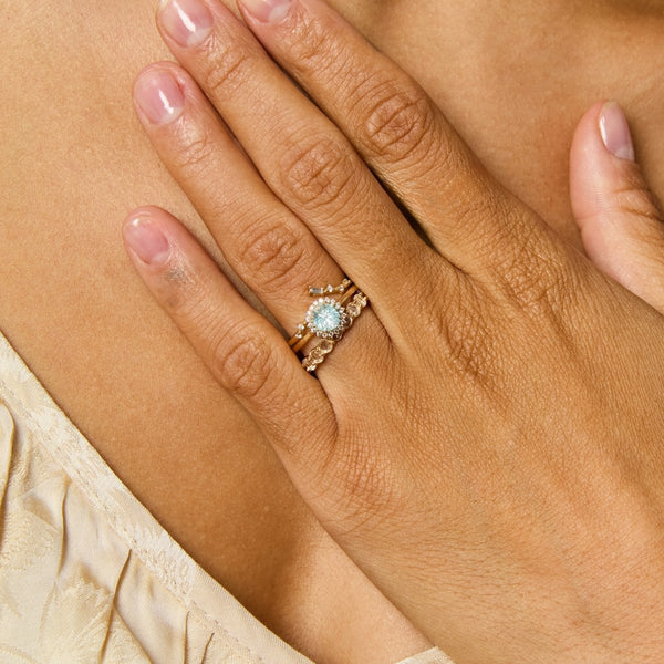 the way I love you one-of-a-kind ring - 14k yellow gold, round sapphire, diamonds