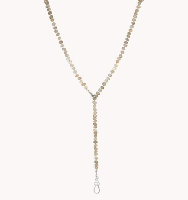 labradorite beaded mood necklace - sterling silver, natural labradorite, diamonds