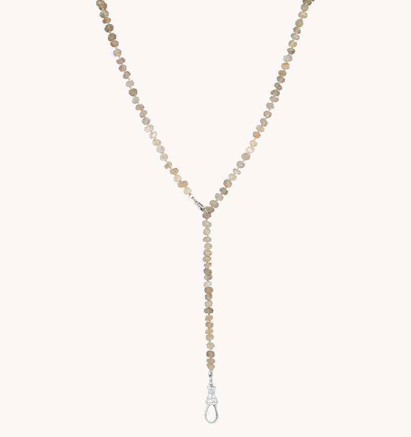 labradorite beaded mood necklace - sterling silver, natural labradorite, diamonds