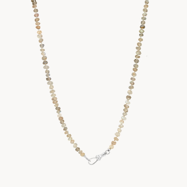 labradorite beaded mood necklace - sterling silver, natural labradorite, diamonds