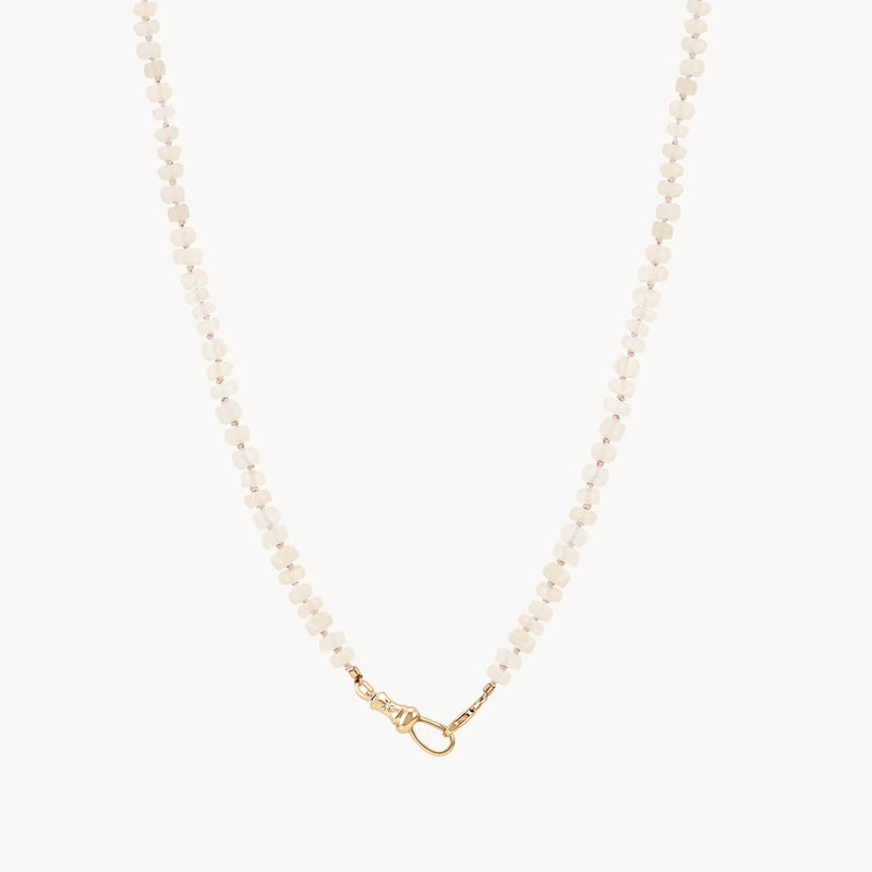 moonstone beaded mood necklace - 10k yellow gold, natural moonstone, diamonds