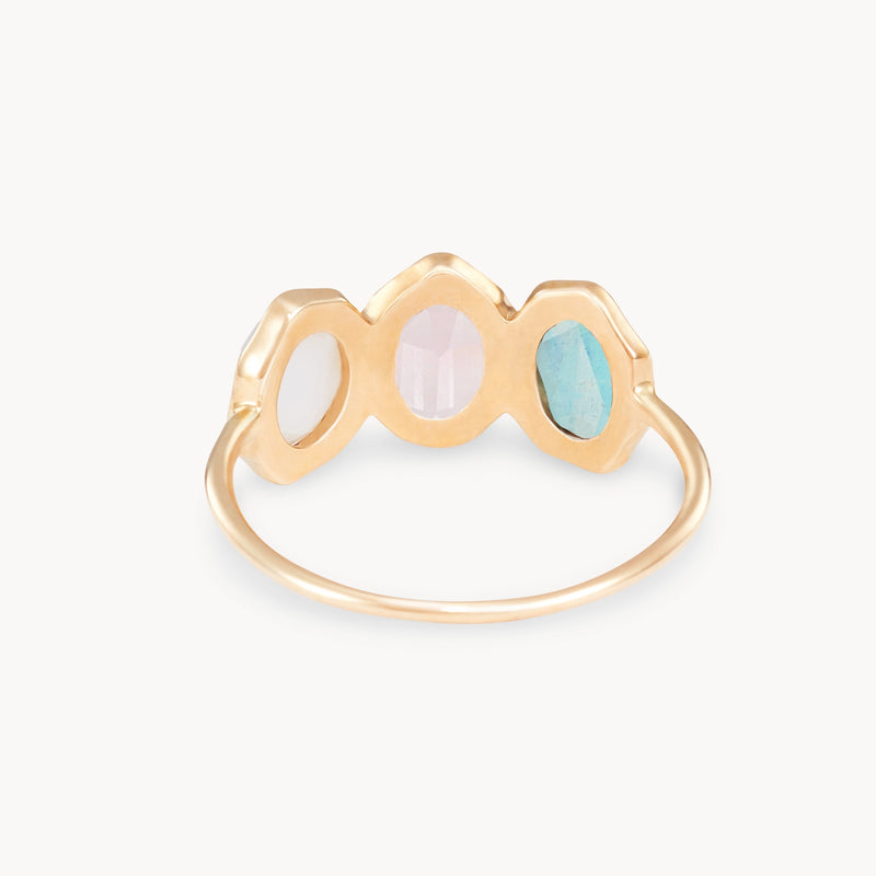 air element mood ring - 14k yellow gold, natural gemstones