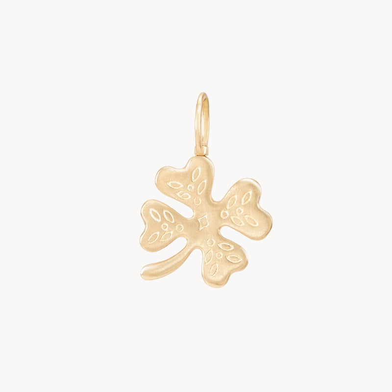 fortune's favour tsavorite clover charm - 10k yellow gold, tsavorite gemstones