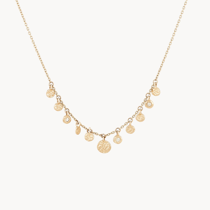 abacus disk diamond necklace - 14k yellow gold