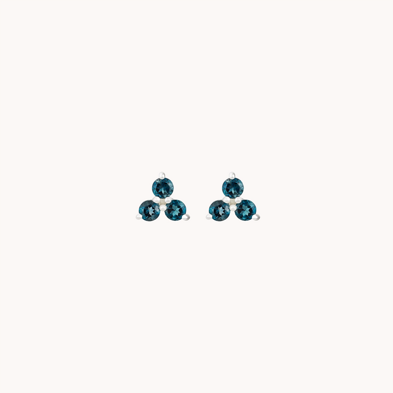 abacus tripod blue topaz earring - sterling silver