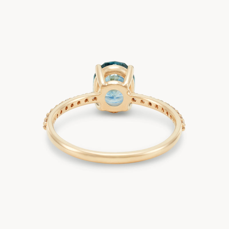 infinite orbit one-of-a-kind ring - 14k yellow gold, oval Montana sapphire, with diamonds