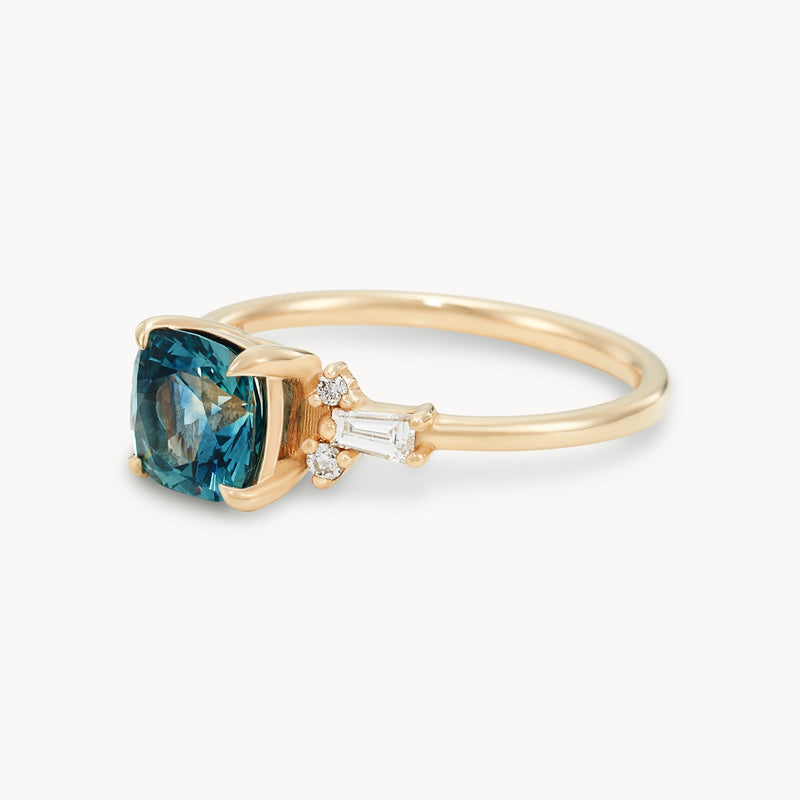 fated constellations one-of-a-kind - 14k yellow gold, cushion cut Montana sapphire, diamonds