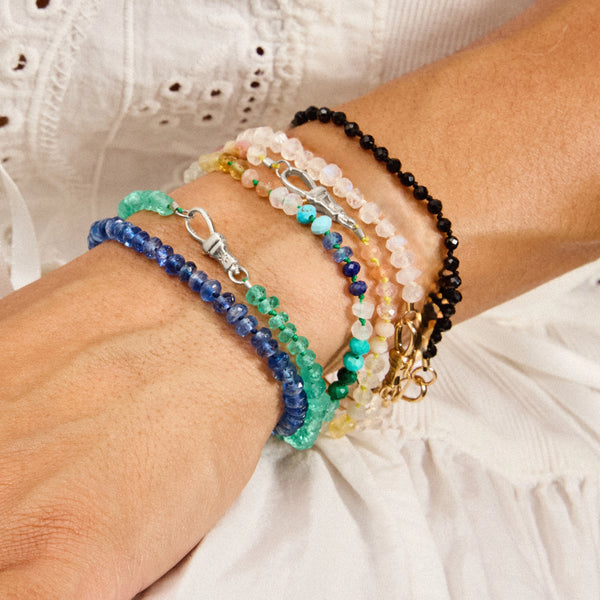 sunset multicolour beaded mood bracelet - sterling silver, gemstones, brilliant diamonds