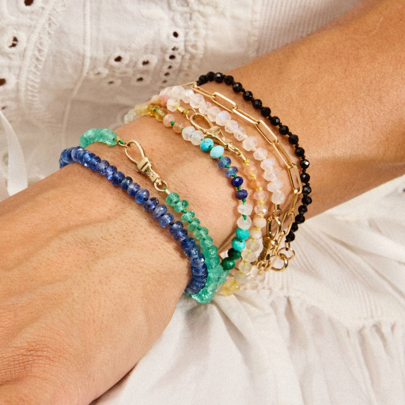 kyanite beaded mood bracelet - 10k yellow gold, natural kyanite, brilliant diamonds