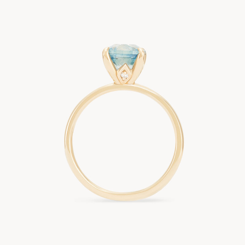 alpen glow one-of-a-kind ring elongated cushion cut engagement ring- 14k yellow gold