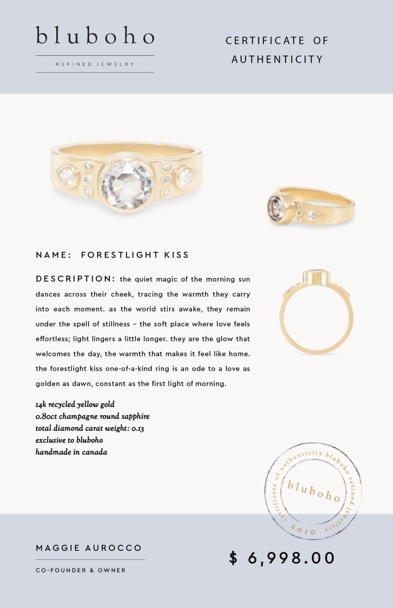 forestlight kiss one-of-a-kind ring - 14k yellow gold, round sapphire