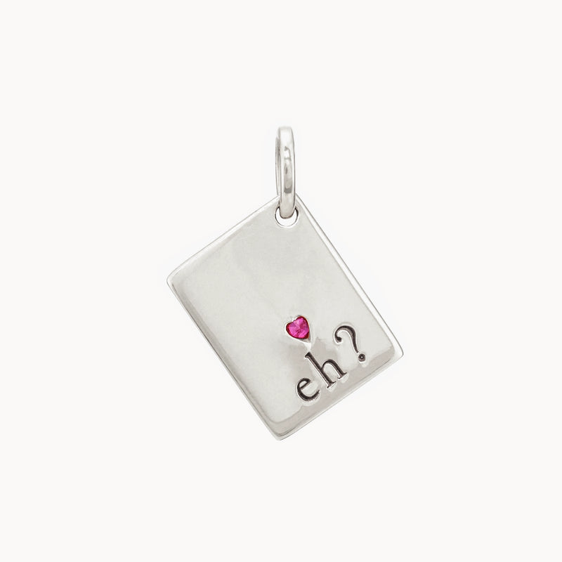 glowing hearts reversible passport charm - sterling silver, ruby gemstone