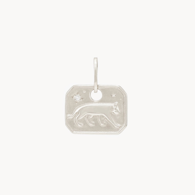 small lioness charm -  sterling silver