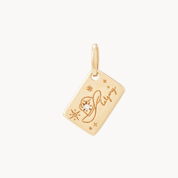 calgary postcard charm - 10k yellow gold, brilliant diamond