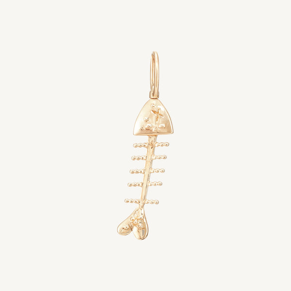 bare bones fish charm - 10k yellow gold, diamond