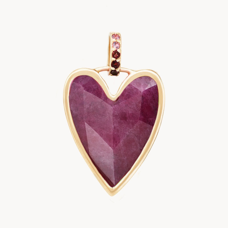 fierce devotion ruby heart mood charm - 10k yellow gold, ruby gemstones