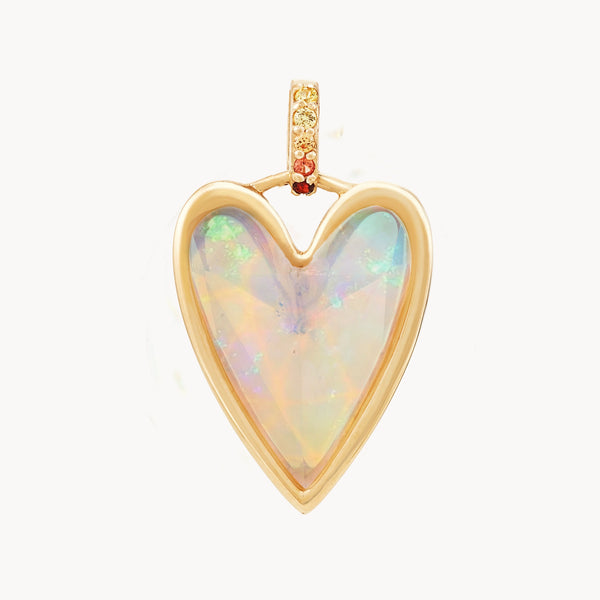 mystical connection opal heart mood charm - 10k yellow gold, natural gemstones