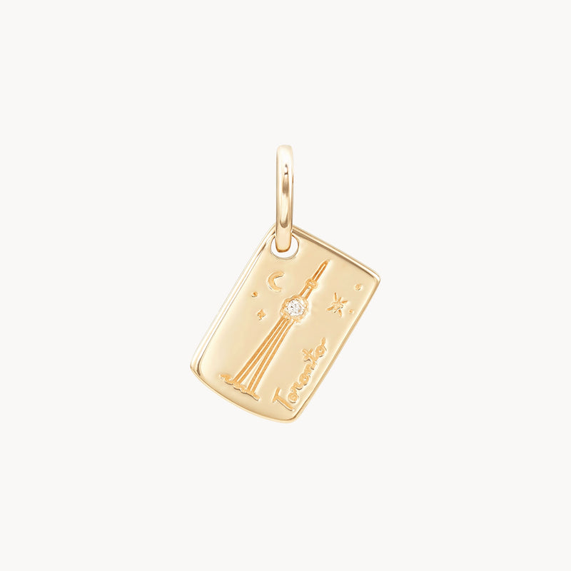 toronto postcard charm - 10k yellow gold, brilliant diamond