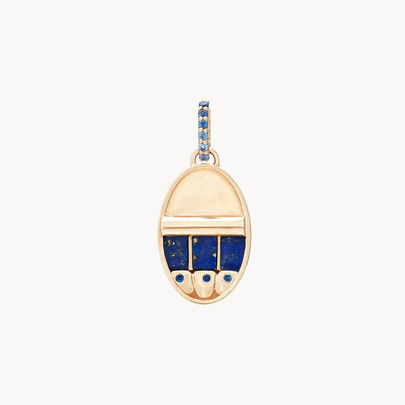 stay salty sardine charm - 10k yellow gold, lapis, blue sapphires