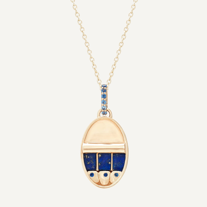 stay salty sardine charm - 10k yellow gold, lapis, blue sapphires