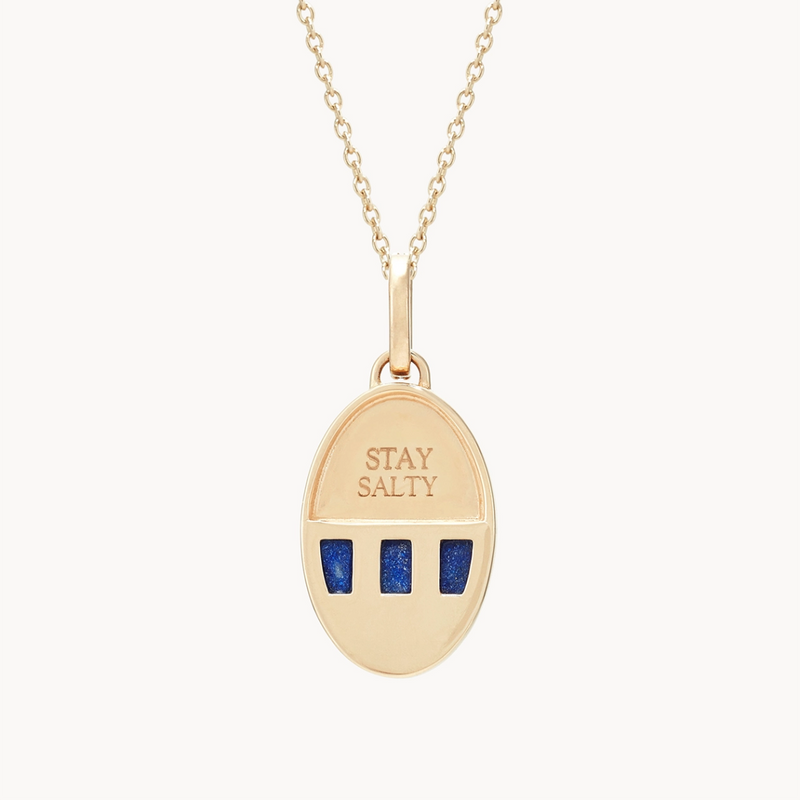 stay salty sardine charm - 10k yellow gold, lapis, blue sapphires