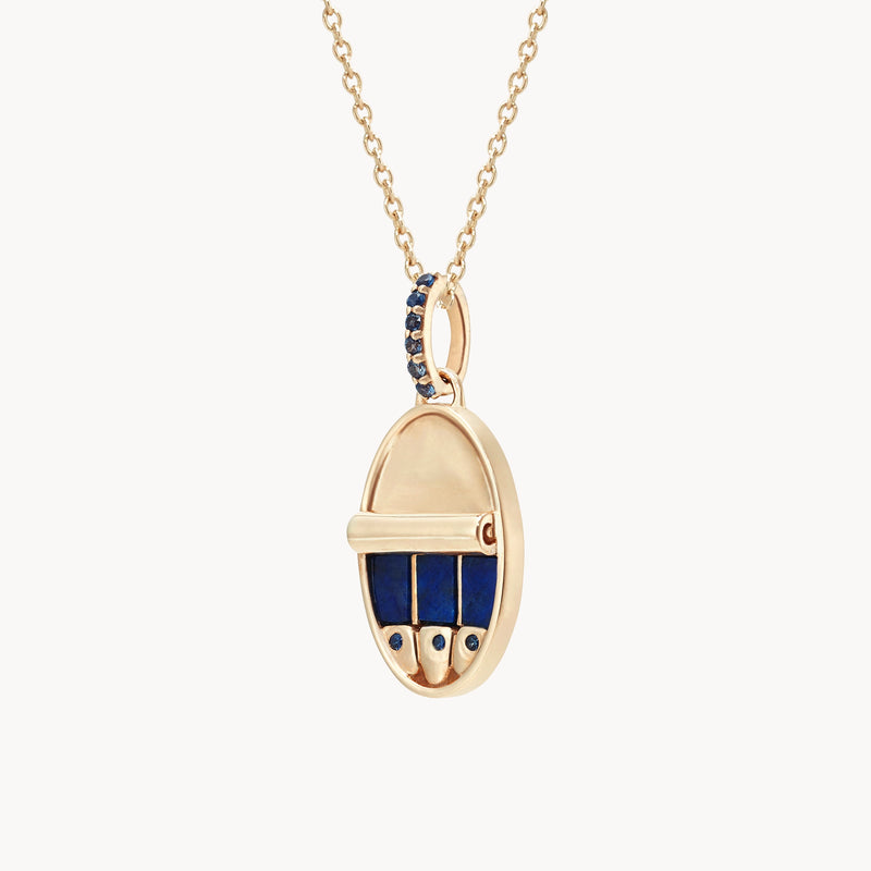 stay salty sardine charm - 10k yellow gold, lapis, blue sapphires