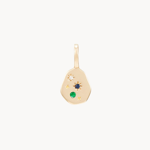 small earth element charm - 10k yellow gold, gemstones