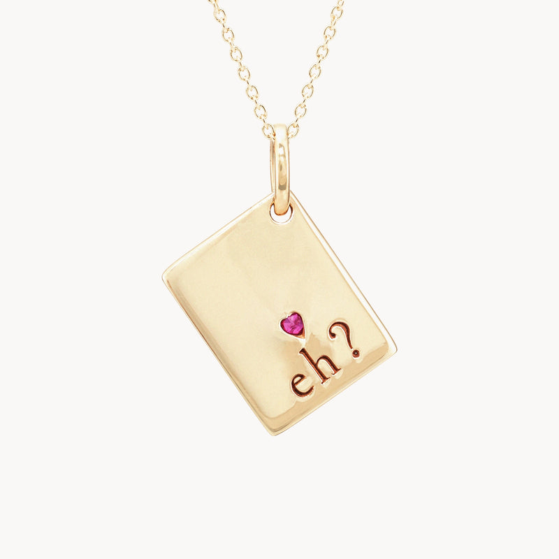 glowing hearts reversible passport charm - 10k yellow gold, ruby gemstone