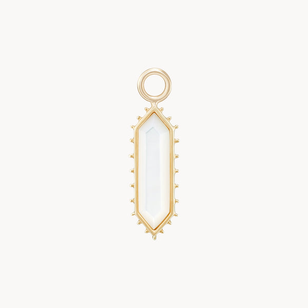 the goddess mother of pearl earring charm - 10k yellow gold, mother of pearl gemstone