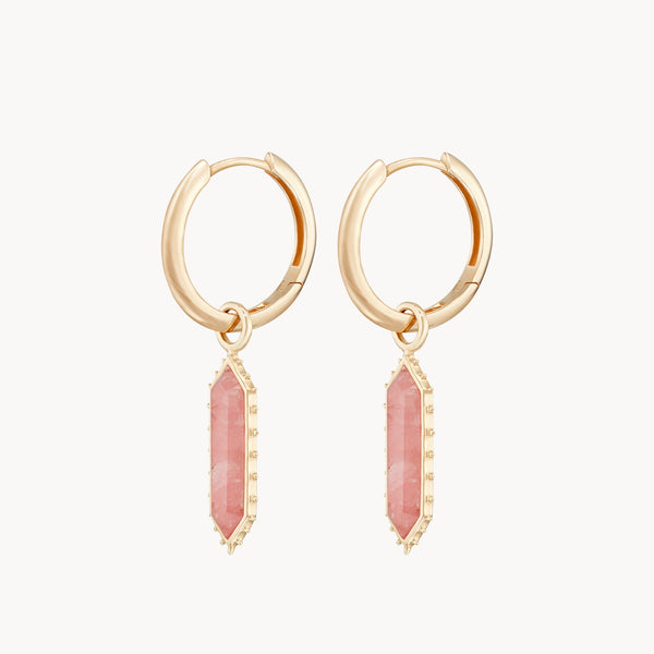 the goddess rhodochrosite earring charm - 10k yellow gold, rhodochrosite gemstone