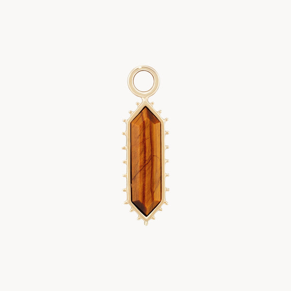 the goddess tiger’s eye earring charm - 10k yellow gold, tigers eye gemstone